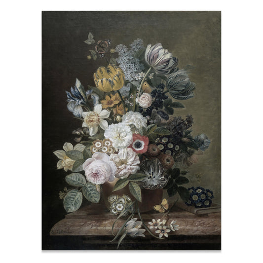 Premium Poster of Elegant Floral Bouquet with Butterflies Art Posters