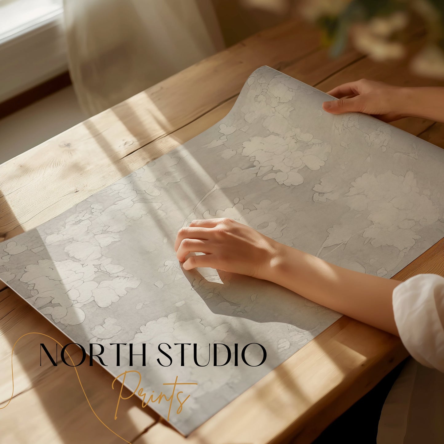 Premium Poster of Elegant Floral Design Art in Monotone Colors Posters