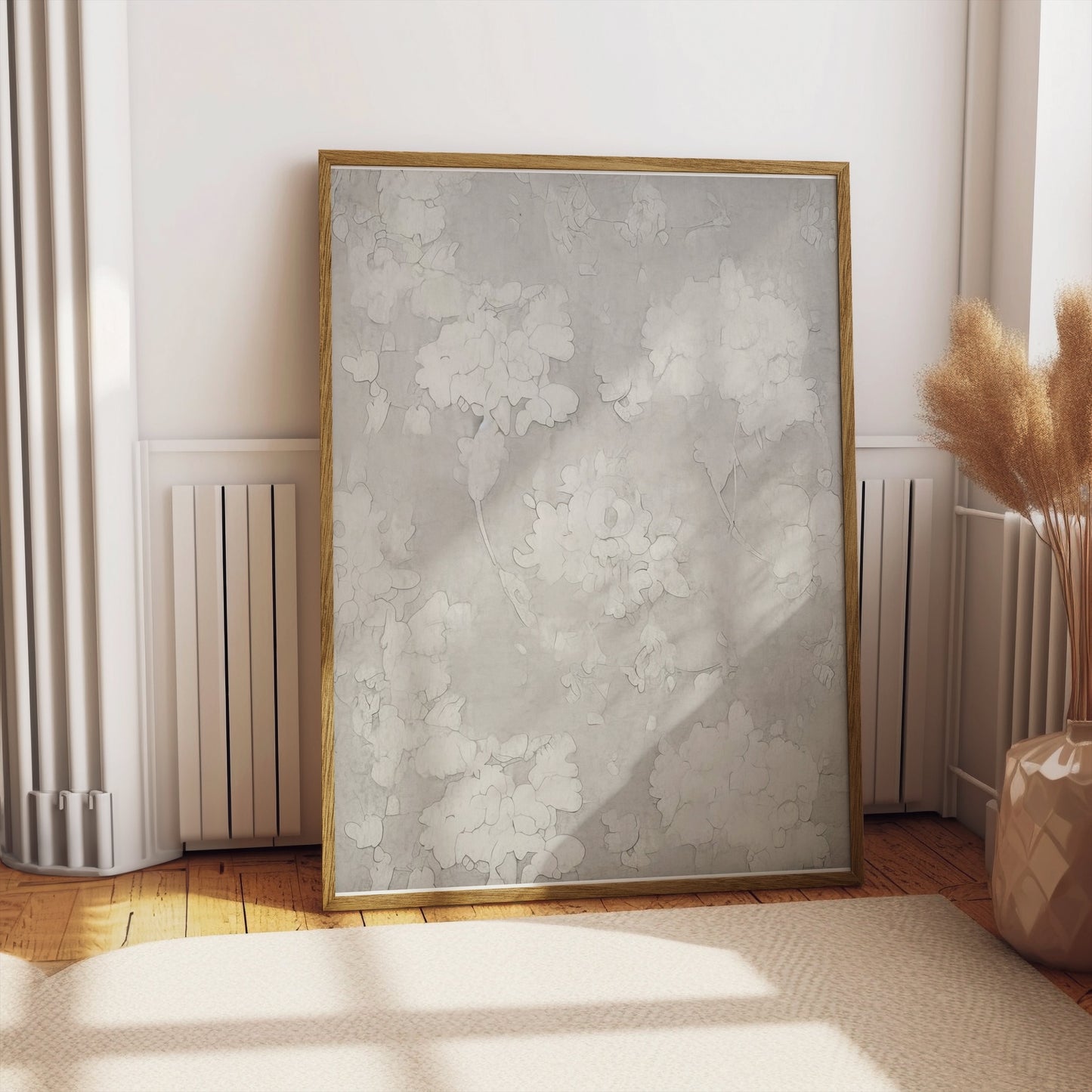 Premium Poster of Elegant Floral Design Art in Monotone Colors Posters
