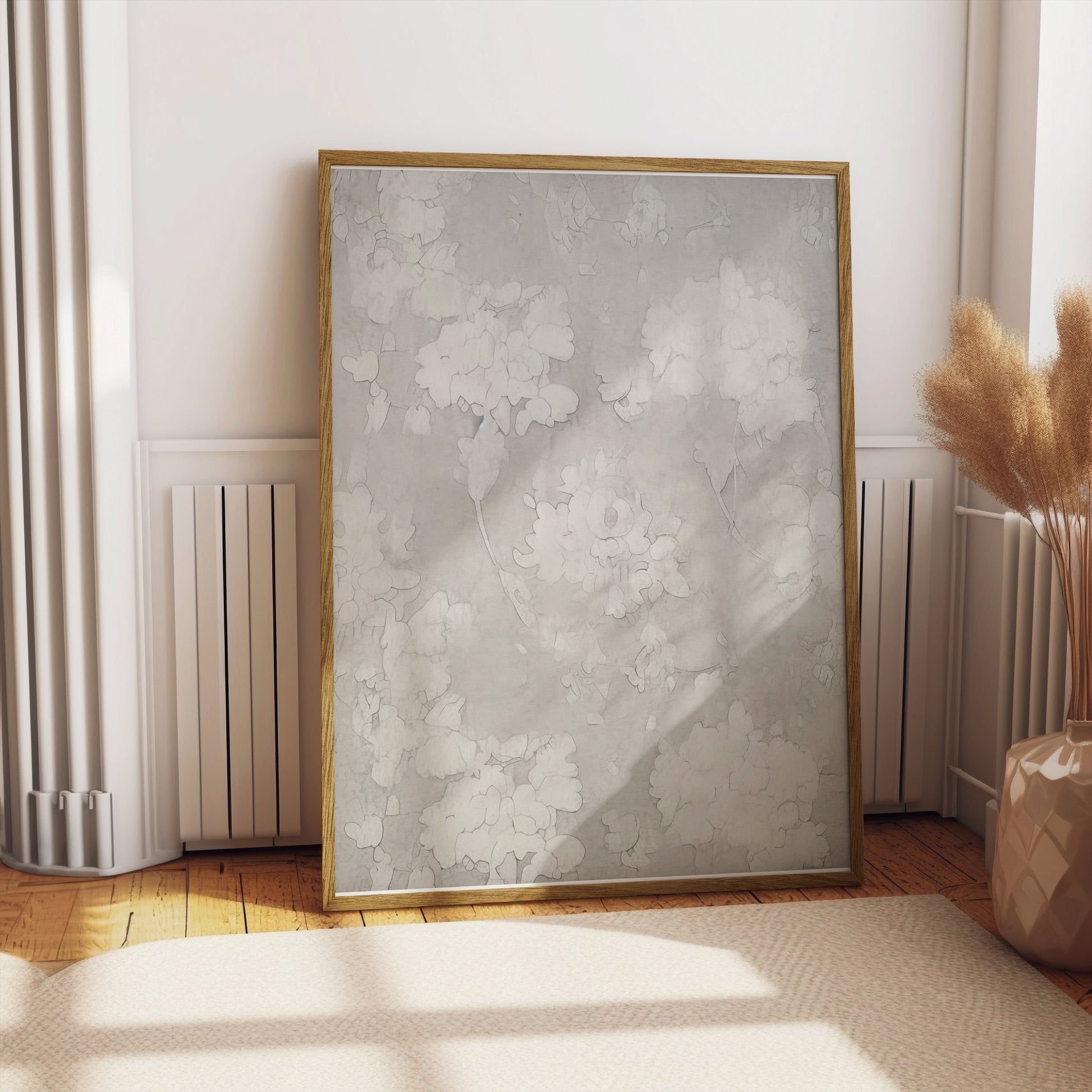 Premium Poster of Elegant Floral Design Art in Monotone Colors Posters