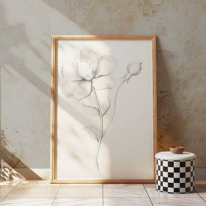 Premium Poster of Elegant Floral Sketch Art for Modern Decor Posters