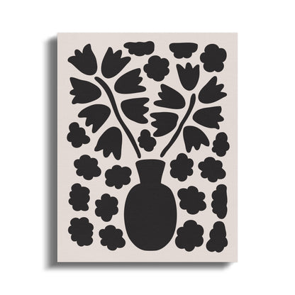 Premium Poster of Elegant Floral Wall Art Black Silhouette Canvas Wraps