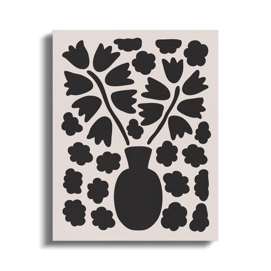 Premium Poster of Elegant Floral Wall Art Black Silhouette Canvas Wraps