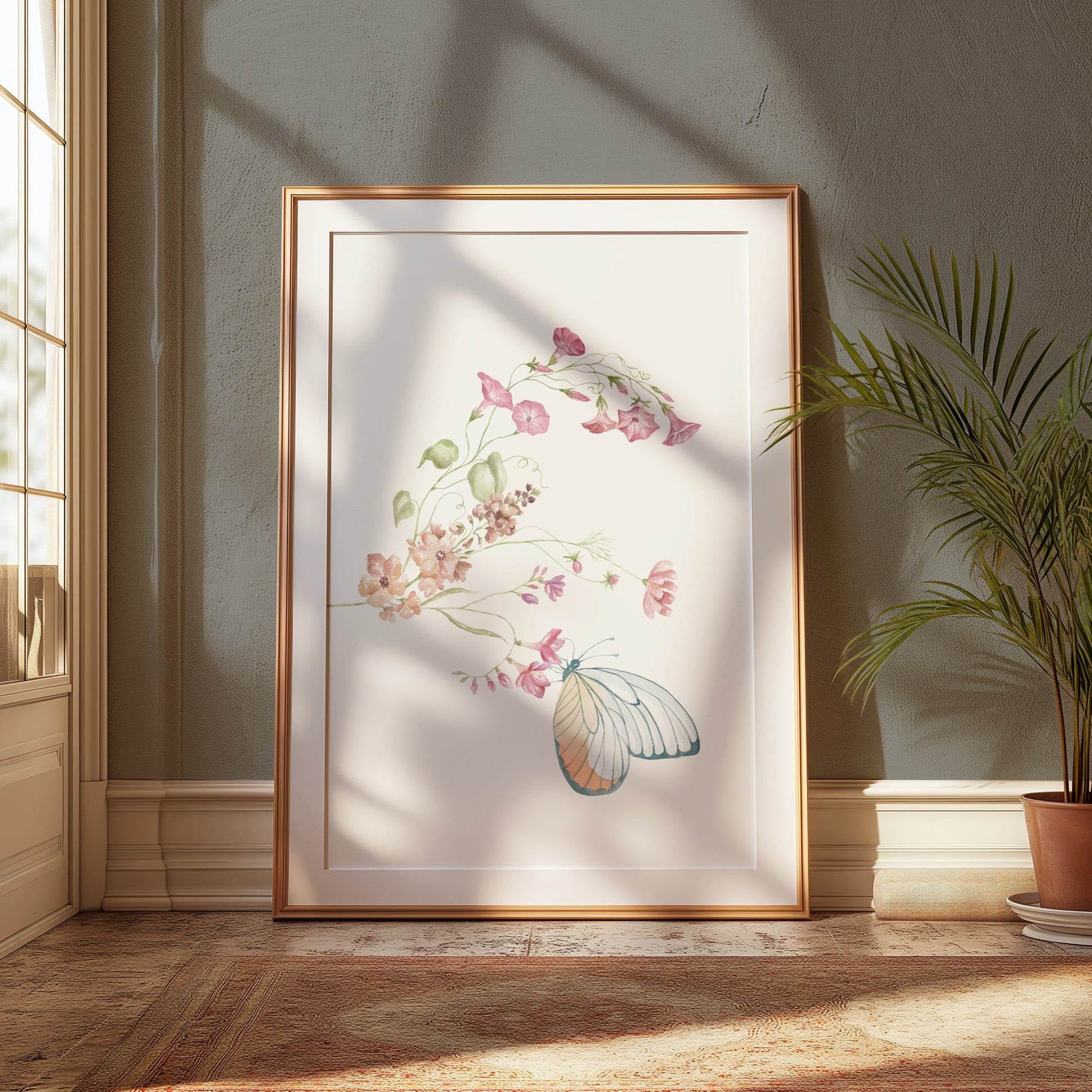 Premium Poster of Elegant Floral and Butterfly Art Posters