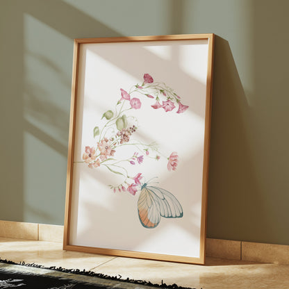 Premium Poster of Elegant Floral and Butterfly Art Posters