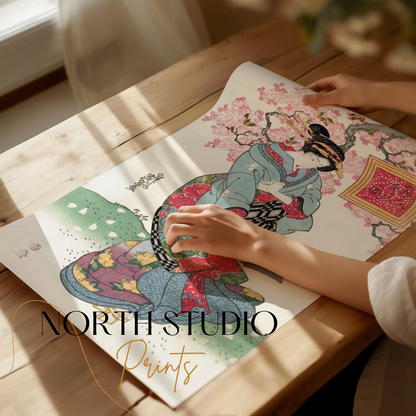 Premium Poster of Elegant Geisha in Traditional Attire Japanese Posters