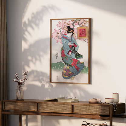Premium Poster of Elegant Geisha in Traditional Attire Japanese Posters