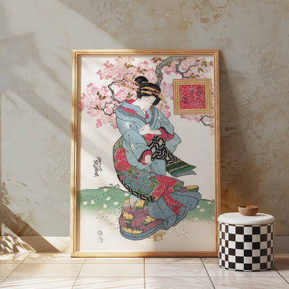 Premium Poster of Elegant Geisha in Traditional Attire Japanese Posters