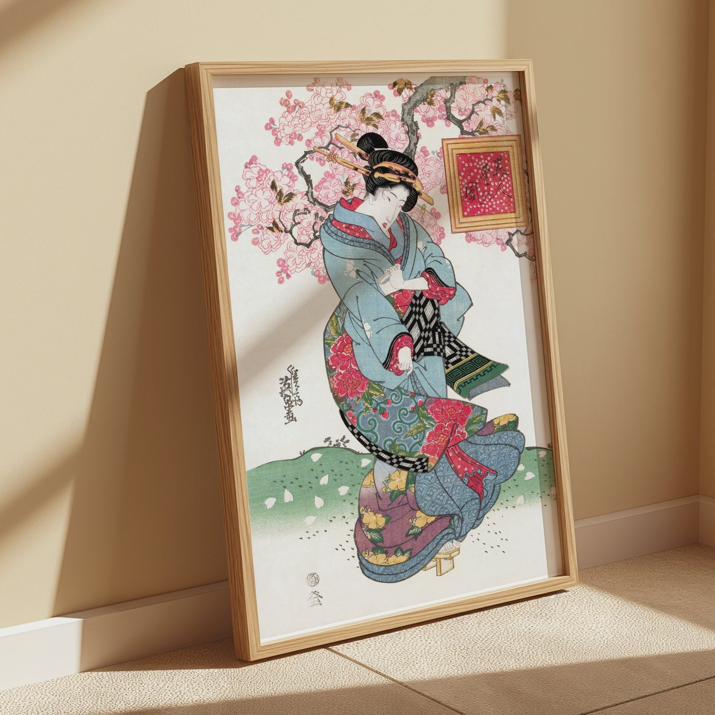 Premium Poster of Elegant Geisha in Traditional Attire Japanese Posters