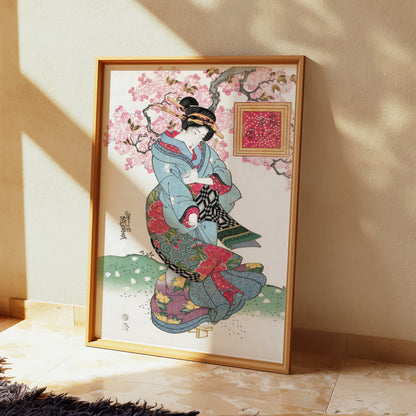 Premium Poster of Elegant Geisha in Traditional Attire Japanese Posters
