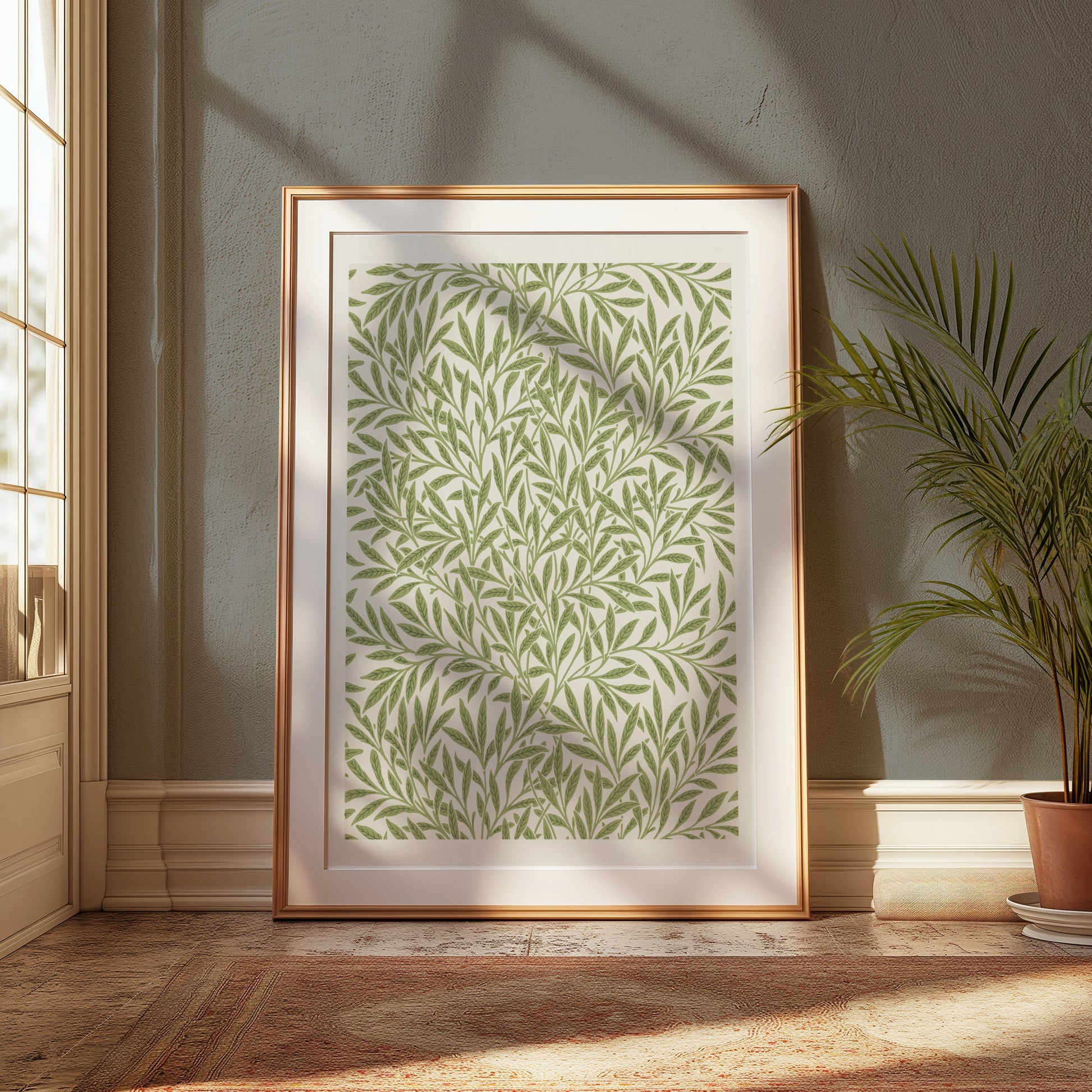 Premium Poster of Elegant Green Leaf Pattern Inspired Posters