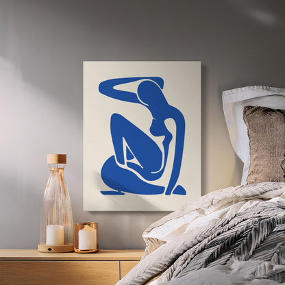 Elegant Henri Matisse inspired canvas wrap in a cozy bedroom setting, paired with soft lighting and neutral bedding for a serene ambiance.