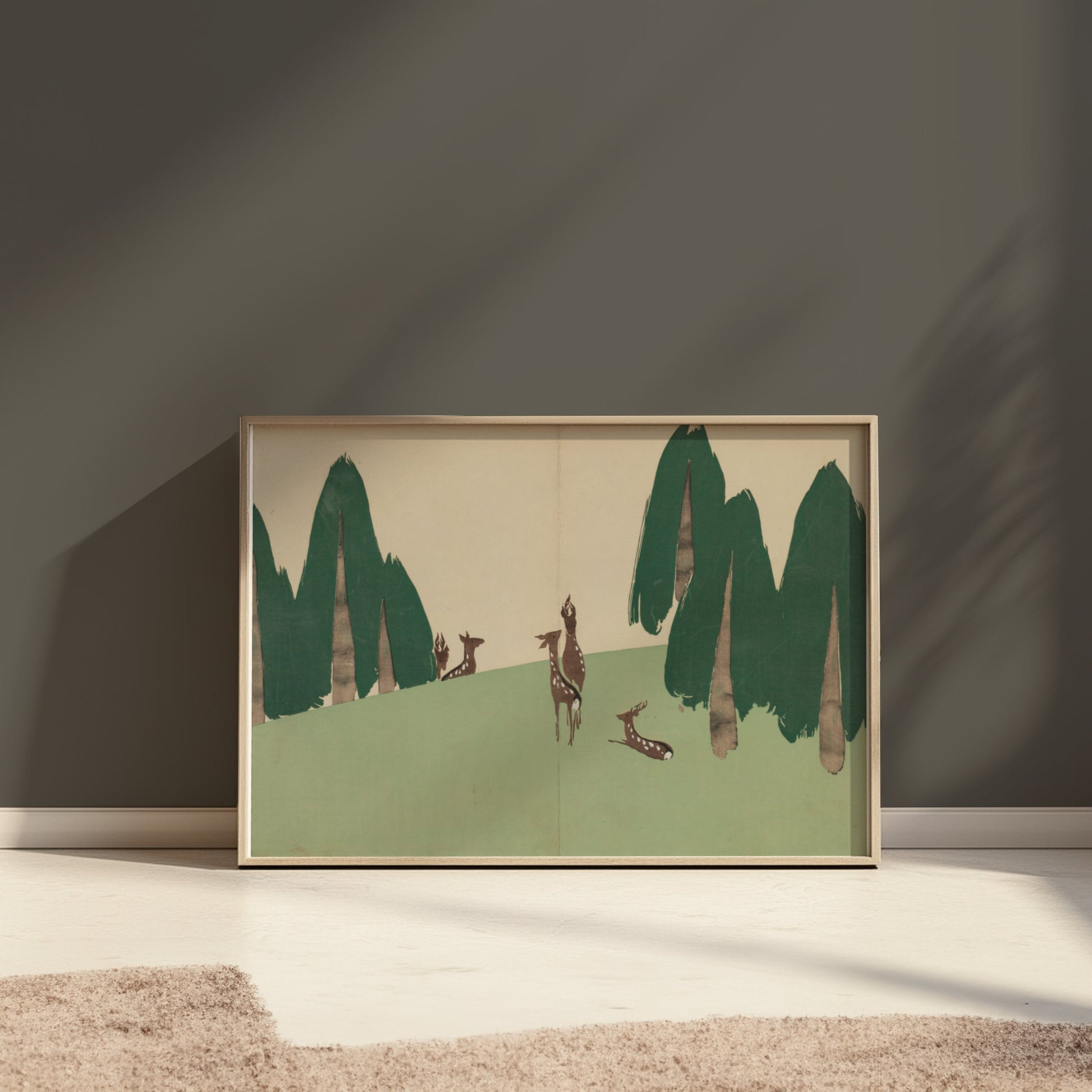 Premium Poster of Elegant Japanese Animal Art Forest Scene Posters