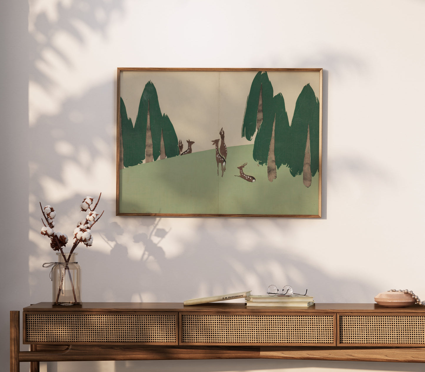 Premium Poster of Elegant Japanese Animal Art Forest Scene Posters