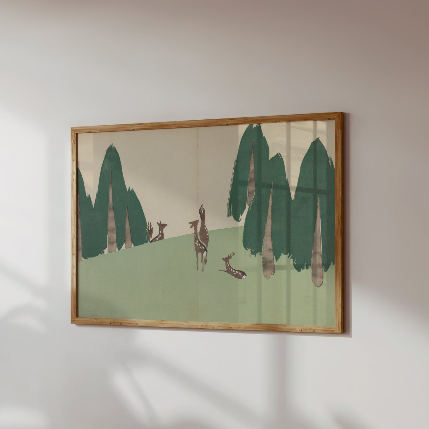 Premium Poster of Elegant Japanese Animal Art Forest Scene Posters
