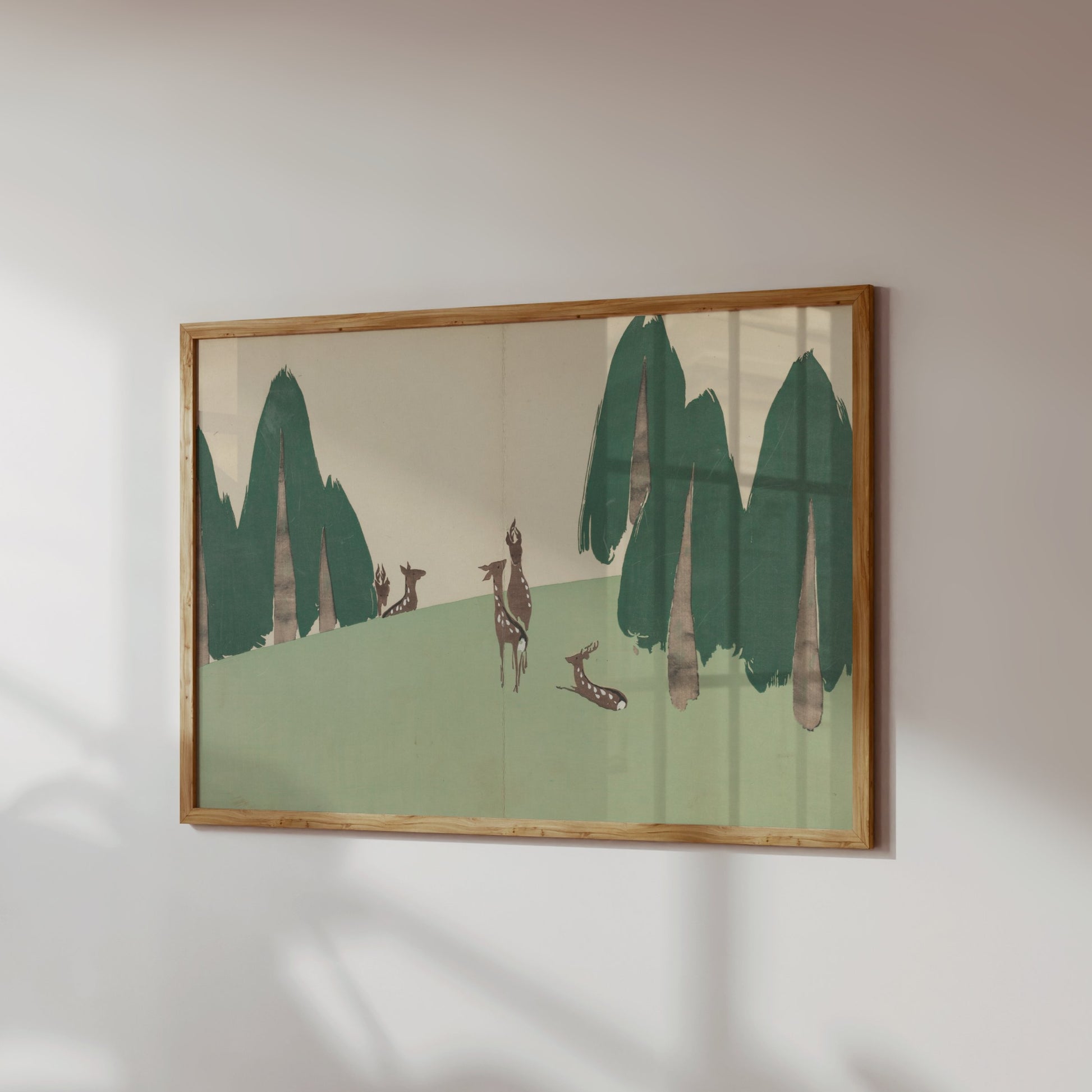 Premium Poster of Elegant Japanese Animal Art Forest Scene Posters