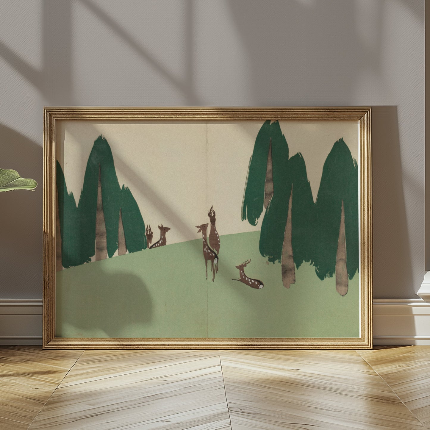 Premium Poster of Elegant Japanese Animal Art Forest Scene Posters
