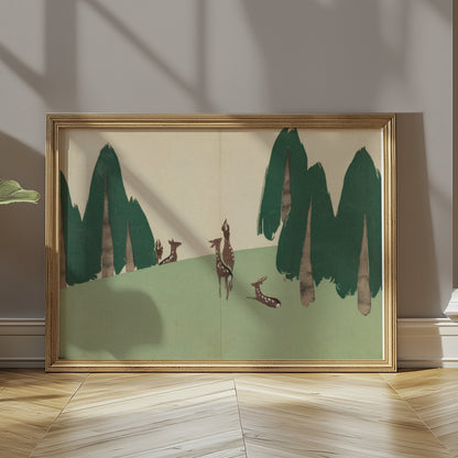 Premium Poster of Elegant Japanese Animal Art Forest Scene Posters