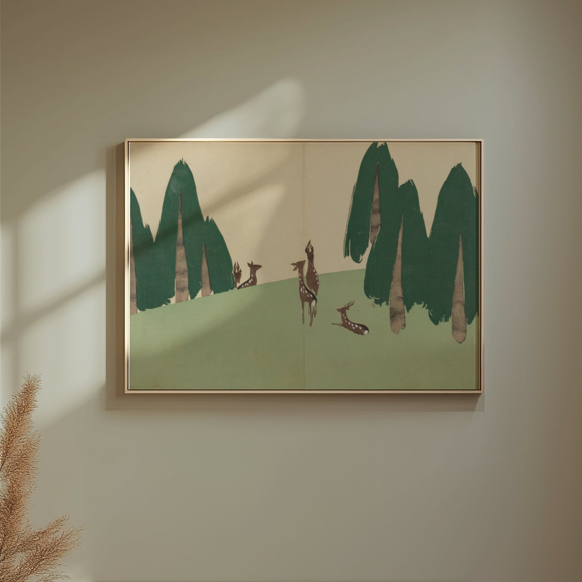 Premium Poster of Elegant Japanese Animal Art Forest Scene Posters