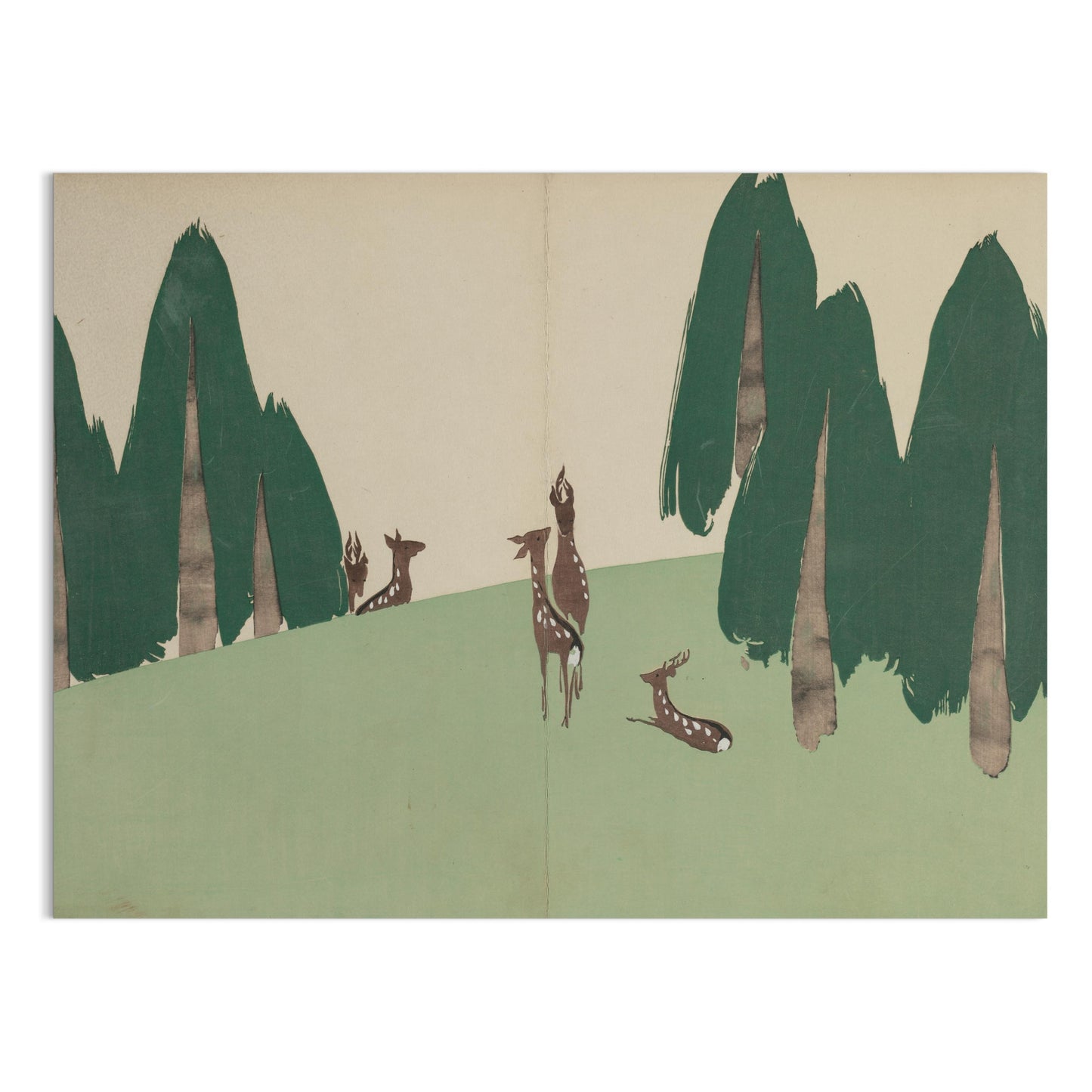 Premium Poster of Elegant Japanese Animal Art Forest Scene Posters