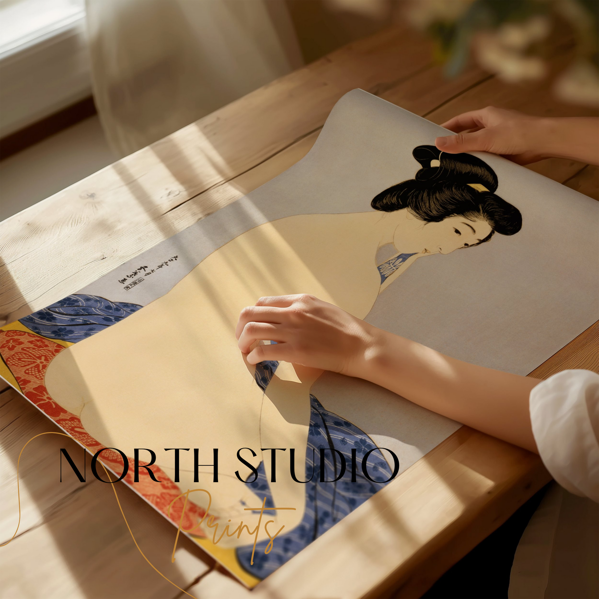Premium Poster of Elegant Japanese Art Depicting Classic Portraits Posters