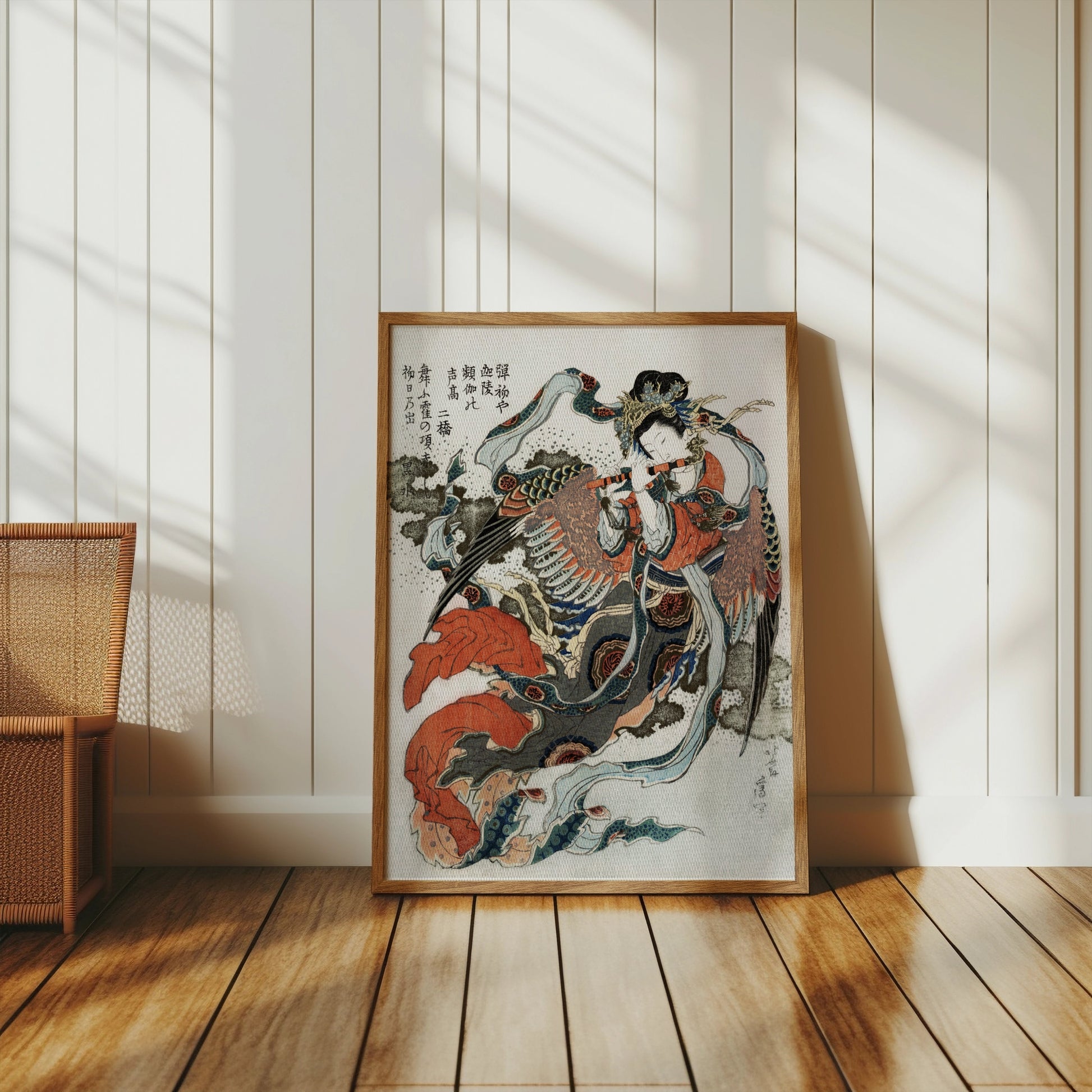 Premium Poster of Elegant Japanese Art Traditional Geisha with Flute Posters
