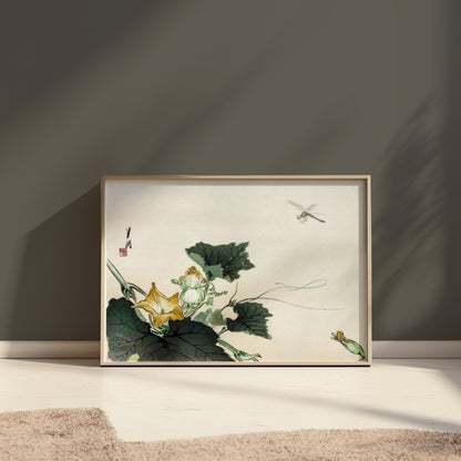 Premium Poster of Elegant Japanese Botanical Art with Yellow Flower Posters