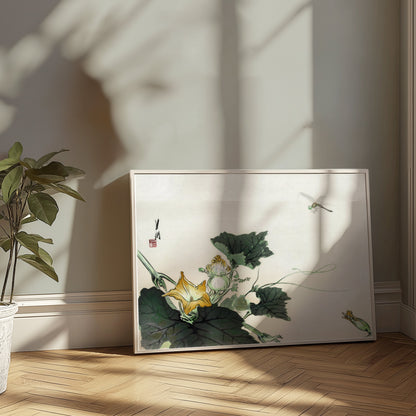 Premium Poster of Elegant Japanese Botanical Art with Yellow Flower Posters