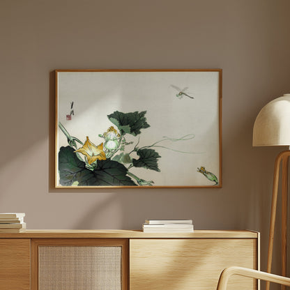 Premium Poster of Elegant Japanese Botanical Art with Yellow Flower Posters