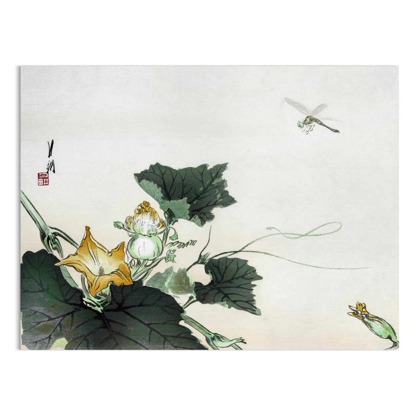 Premium Poster of Elegant Japanese Botanical Art with Yellow Flower Posters