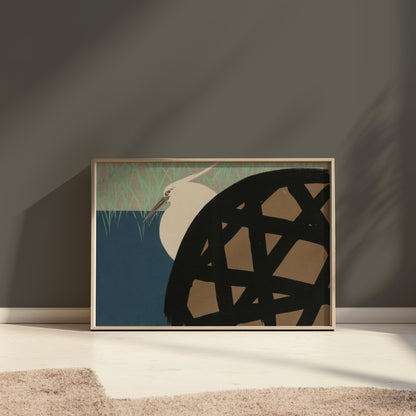 Premium Poster of Elegant Japanese Crane Art Japanese Animal Posters