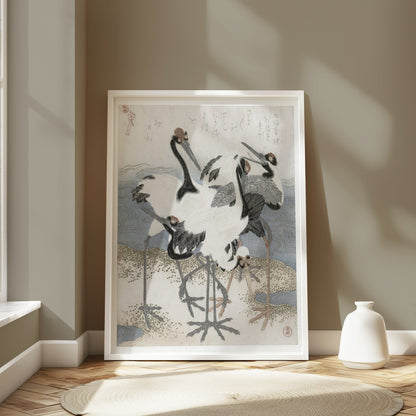 Premium Poster of Elegant Japanese Crane Artwork Traditional Posters