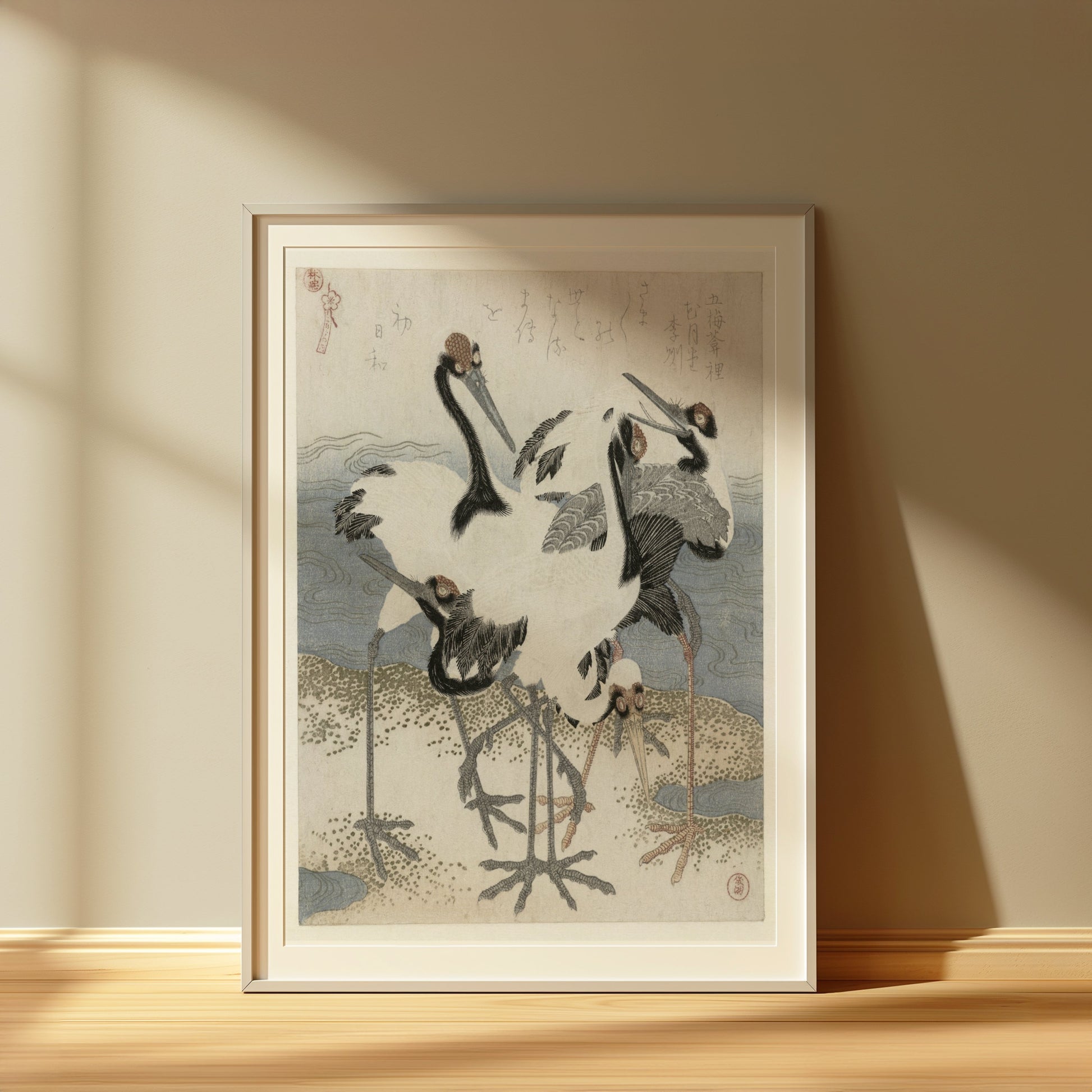 Premium Poster of Elegant Japanese Crane Artwork Traditional Posters