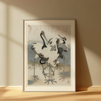 Premium Poster of Elegant Japanese Crane Artwork Traditional Posters