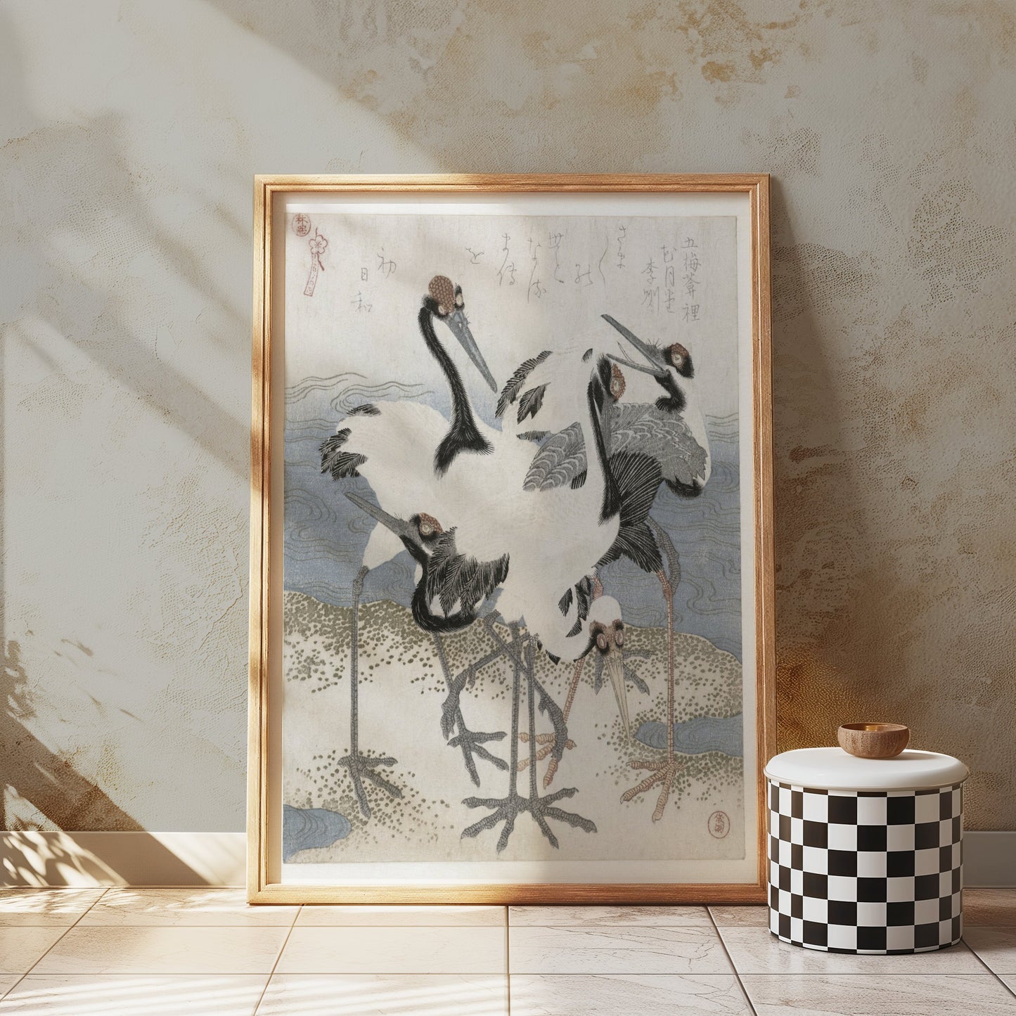 Premium Poster of Elegant Japanese Crane Artwork Traditional Posters