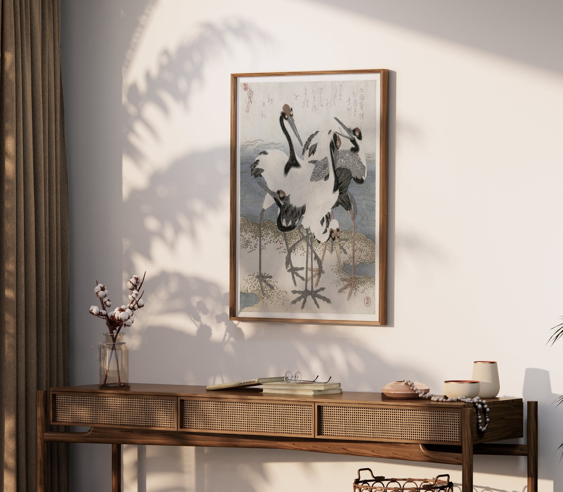 Premium Poster of Elegant Japanese Crane Artwork Traditional Posters