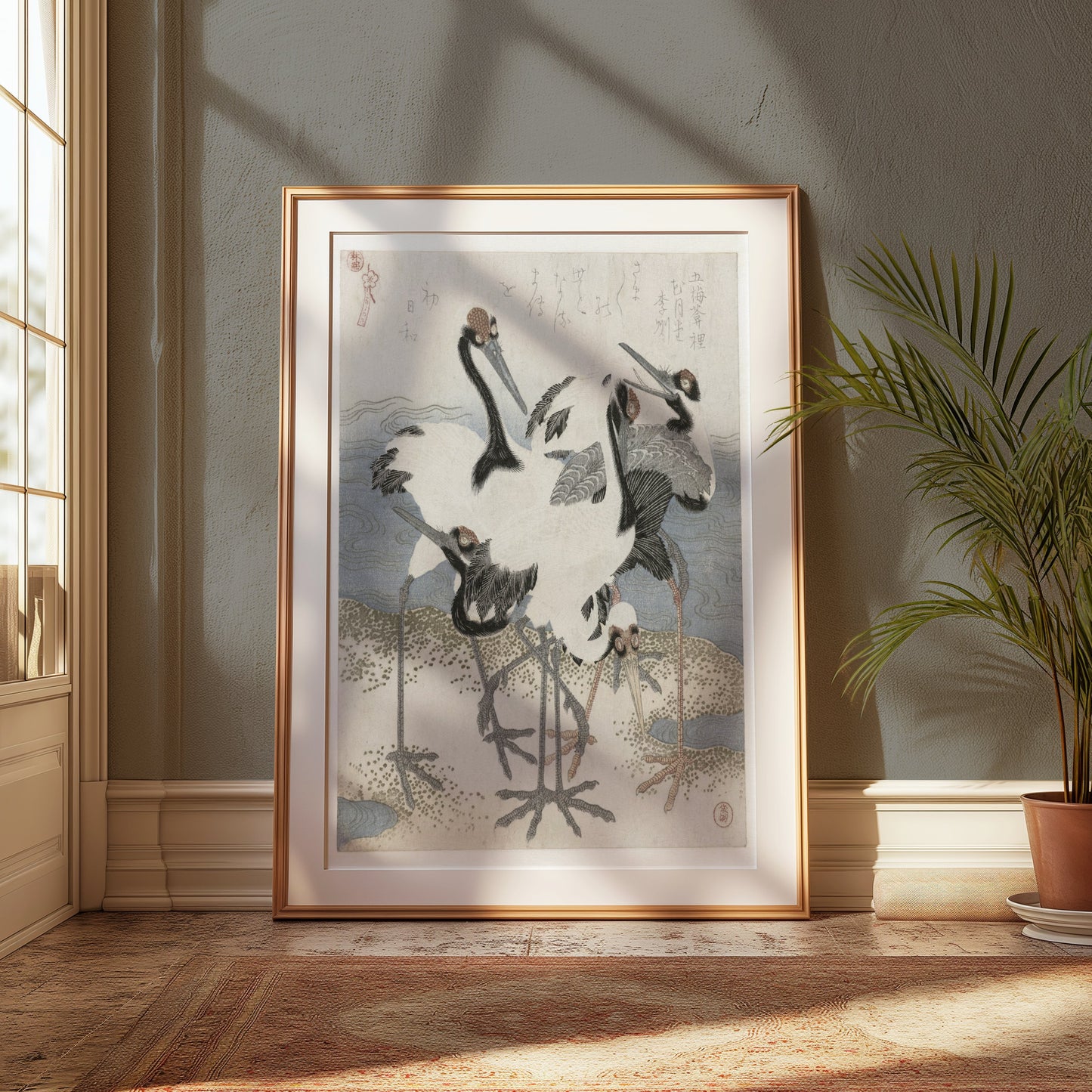 Premium Poster of Elegant Japanese Crane Artwork Traditional Posters