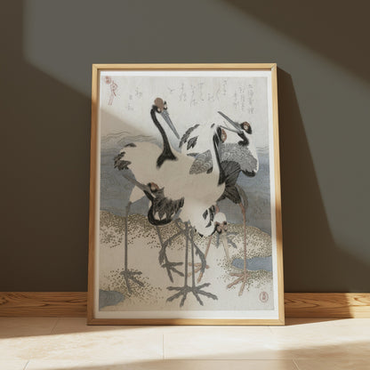 Premium Poster of Elegant Japanese Crane Artwork Traditional Posters