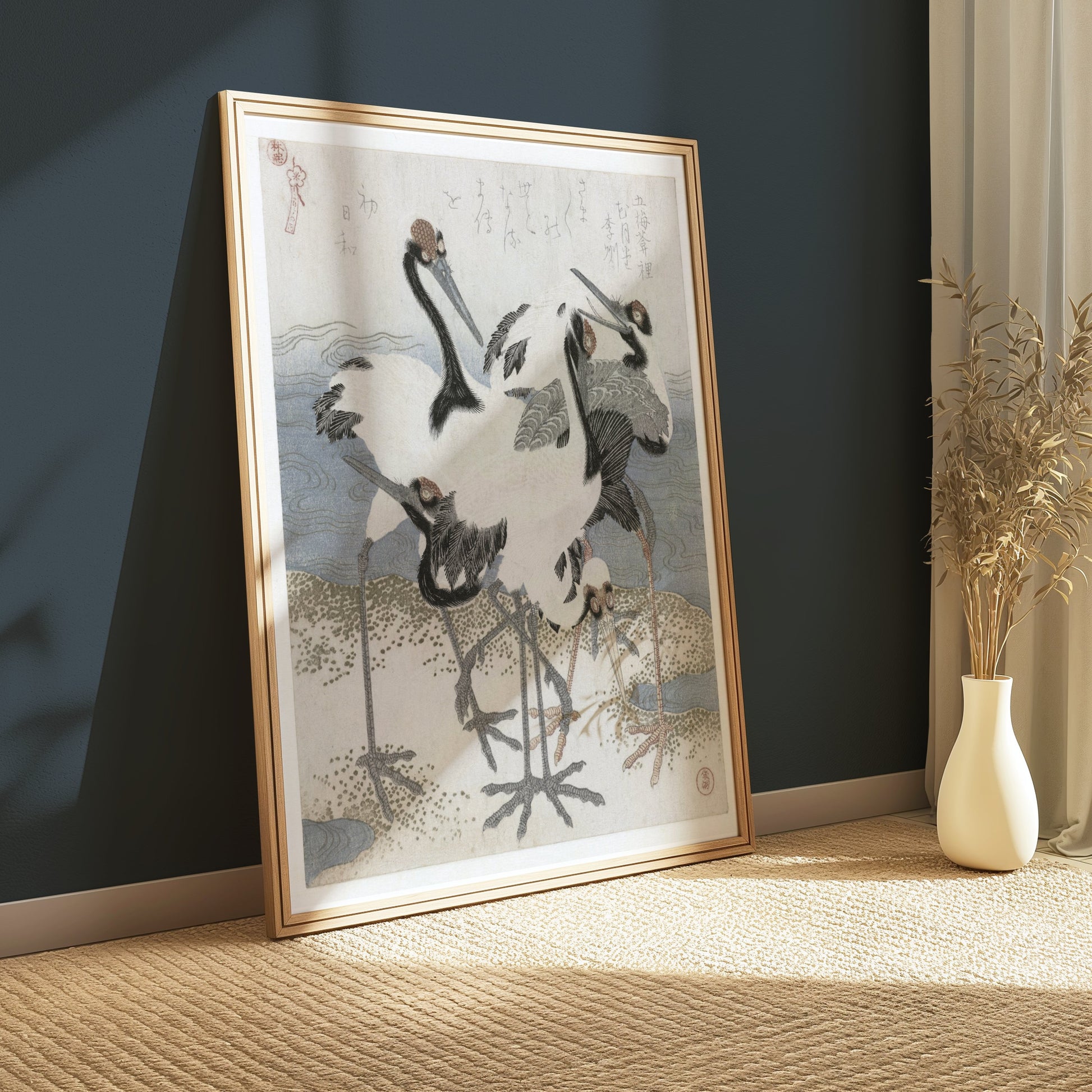 Premium Poster of Elegant Japanese Crane Artwork Traditional Posters