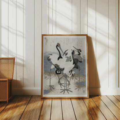 Premium Poster of Elegant Japanese Crane Artwork Traditional Posters