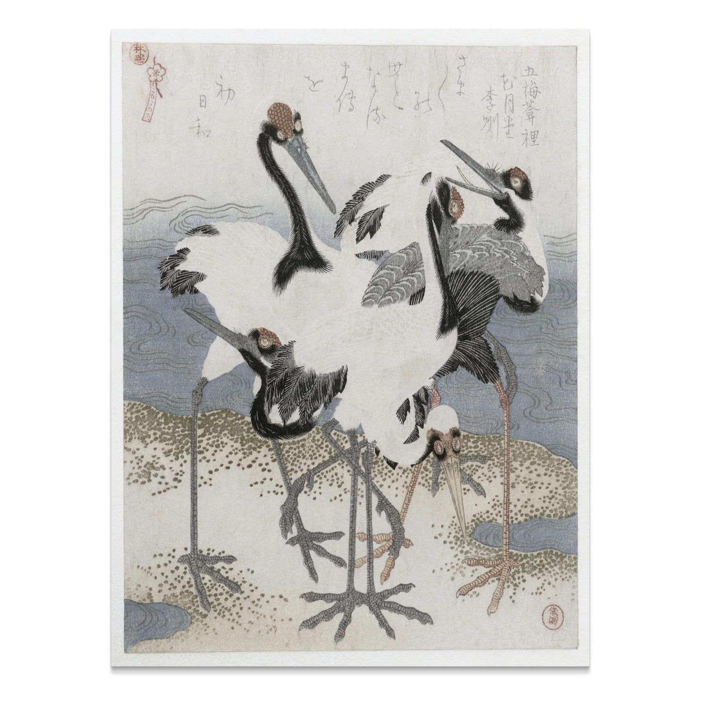 Premium Poster of Elegant Japanese Crane Artwork Traditional Posters