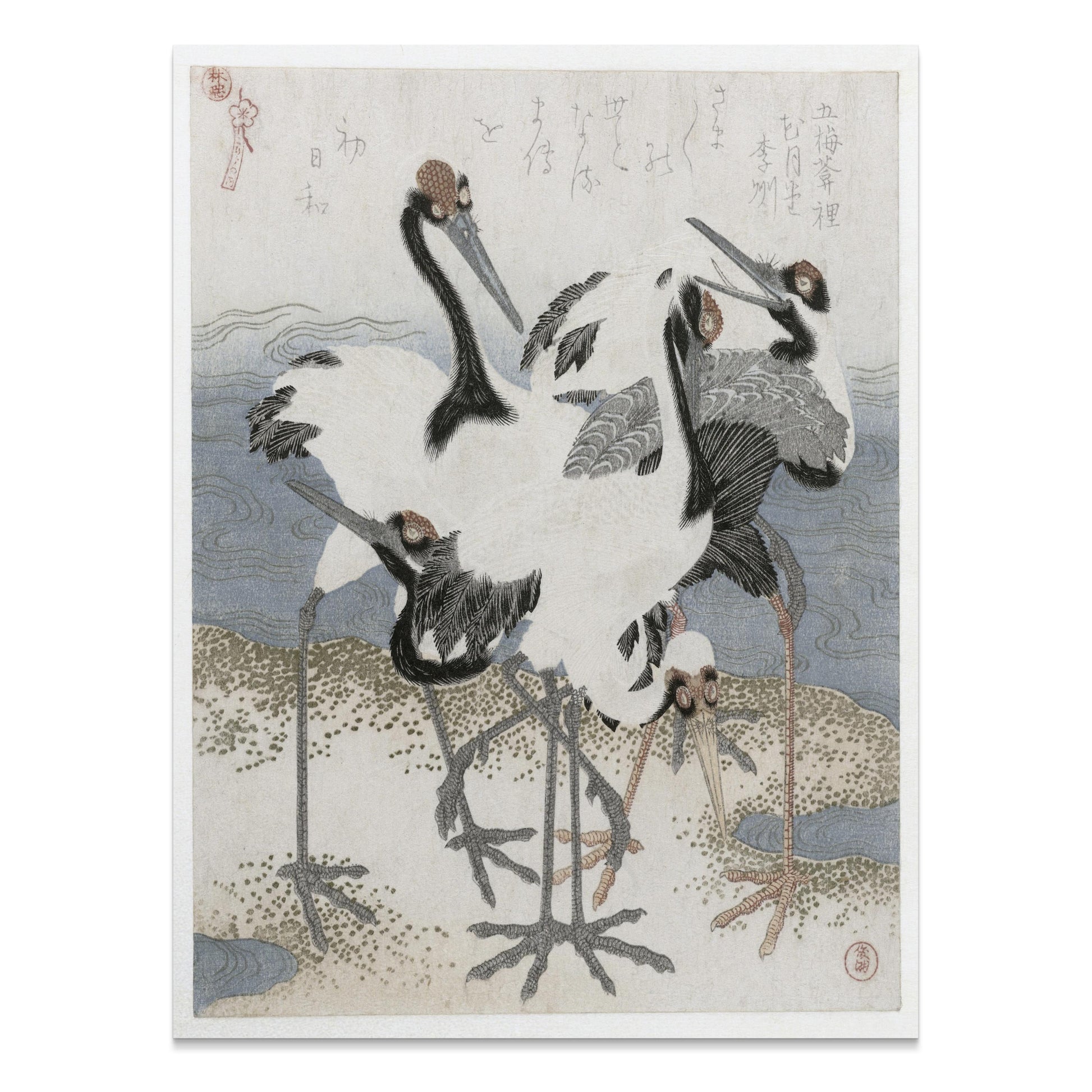 Premium Poster of Elegant Japanese Crane Artwork Traditional Posters