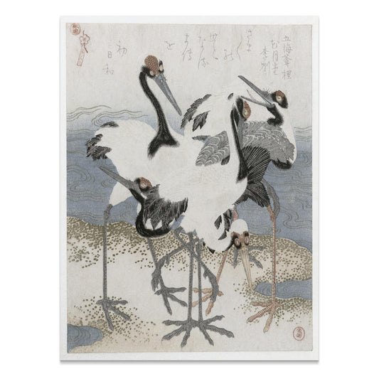 Premium Poster of Elegant Japanese Crane Artwork Traditional Posters