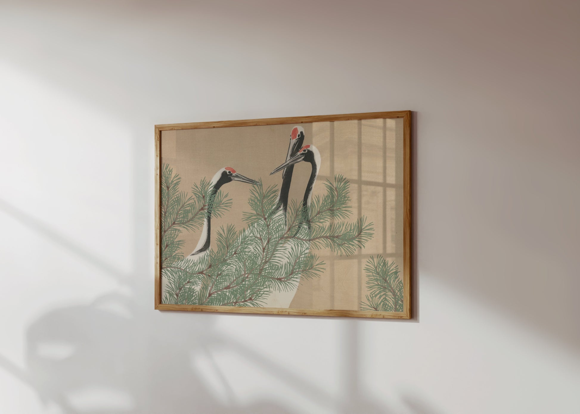 Premium Poster of Elegant Japanese Crane Scene Art Vintage Posters