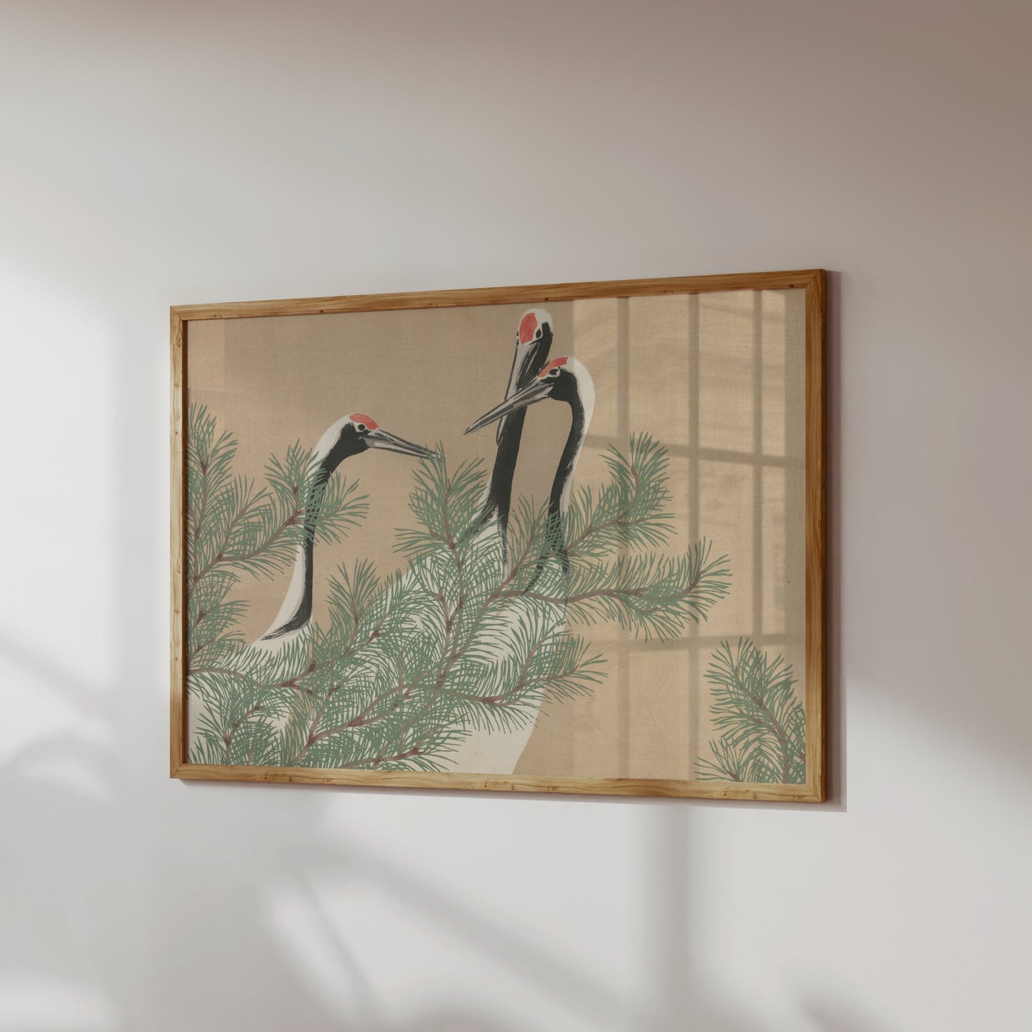 Premium Poster of Elegant Japanese Crane Scene Art Vintage Posters