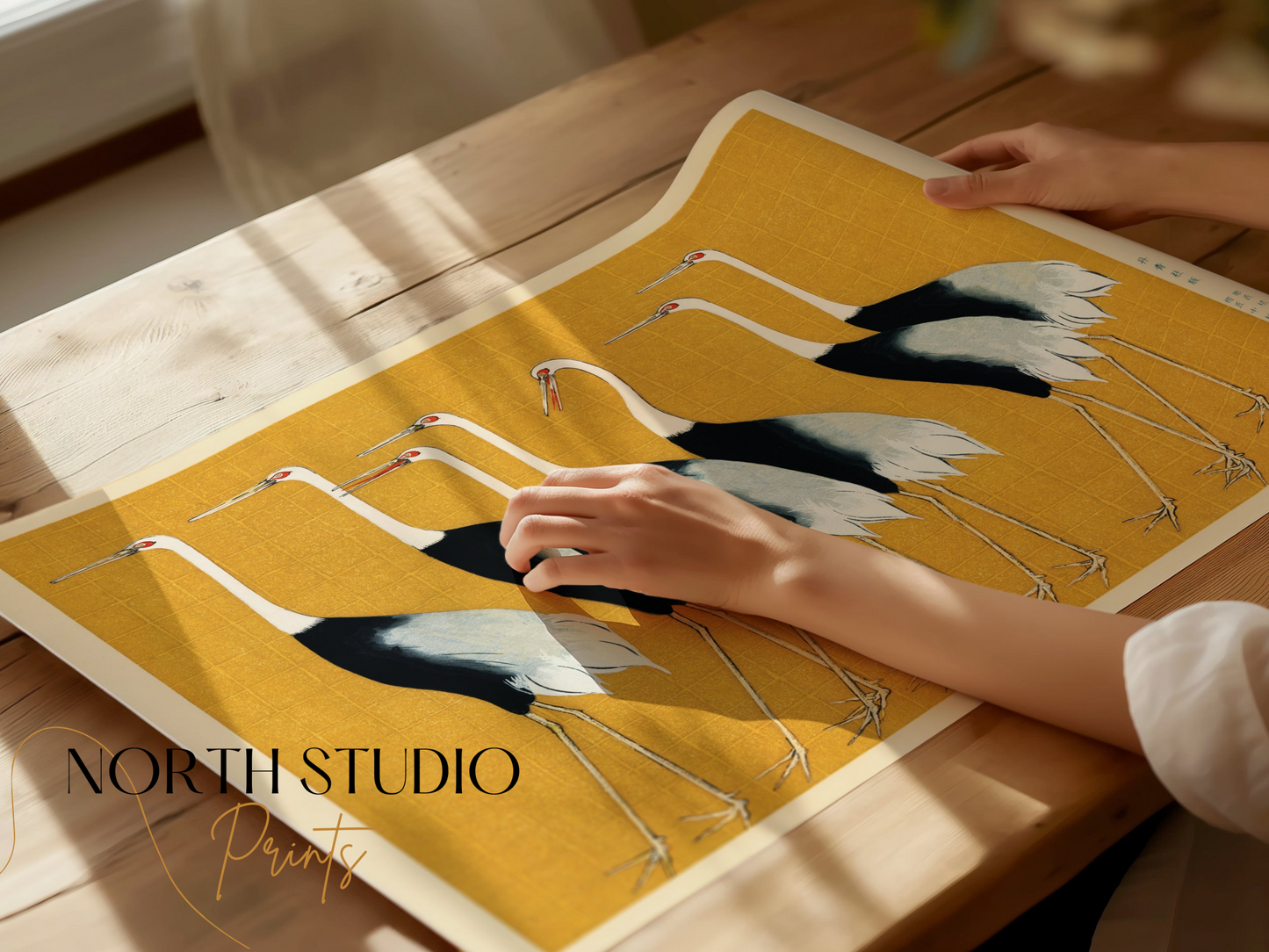 Premium Poster of Elegant Japanese Cranes Fine Art Print Wall Posters