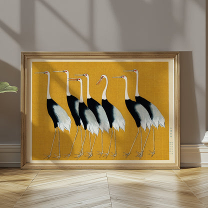 Premium Poster of Elegant Japanese Cranes Fine Art Print Wall Posters