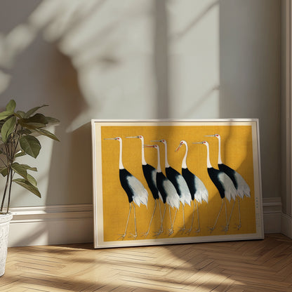 Premium Poster of Elegant Japanese Cranes Fine Art Print Wall Posters