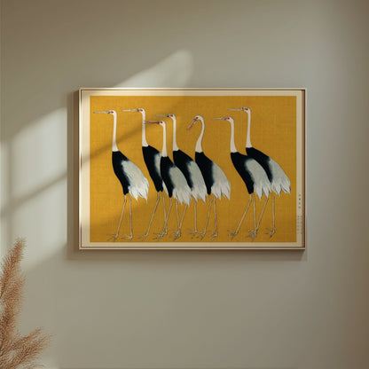 Premium Poster of Elegant Japanese Cranes Fine Art Print Wall Posters