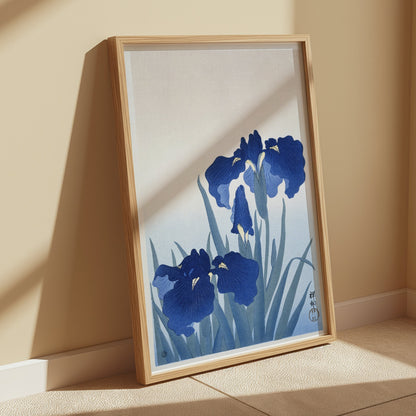 Premium Poster of Elegant Japanese Floral Blue Iris Art Posters
